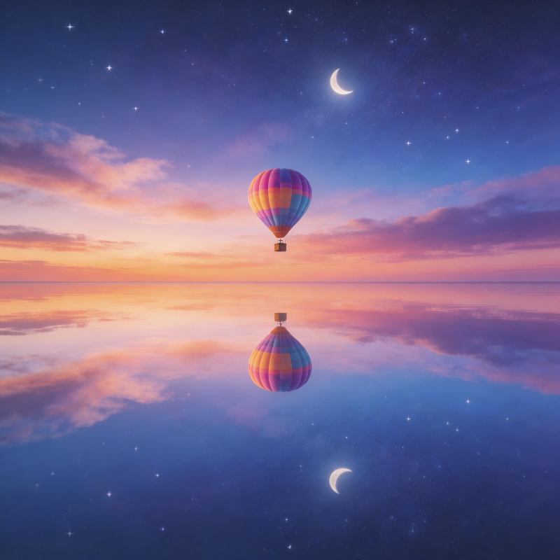 梦幻热气球夜景图片