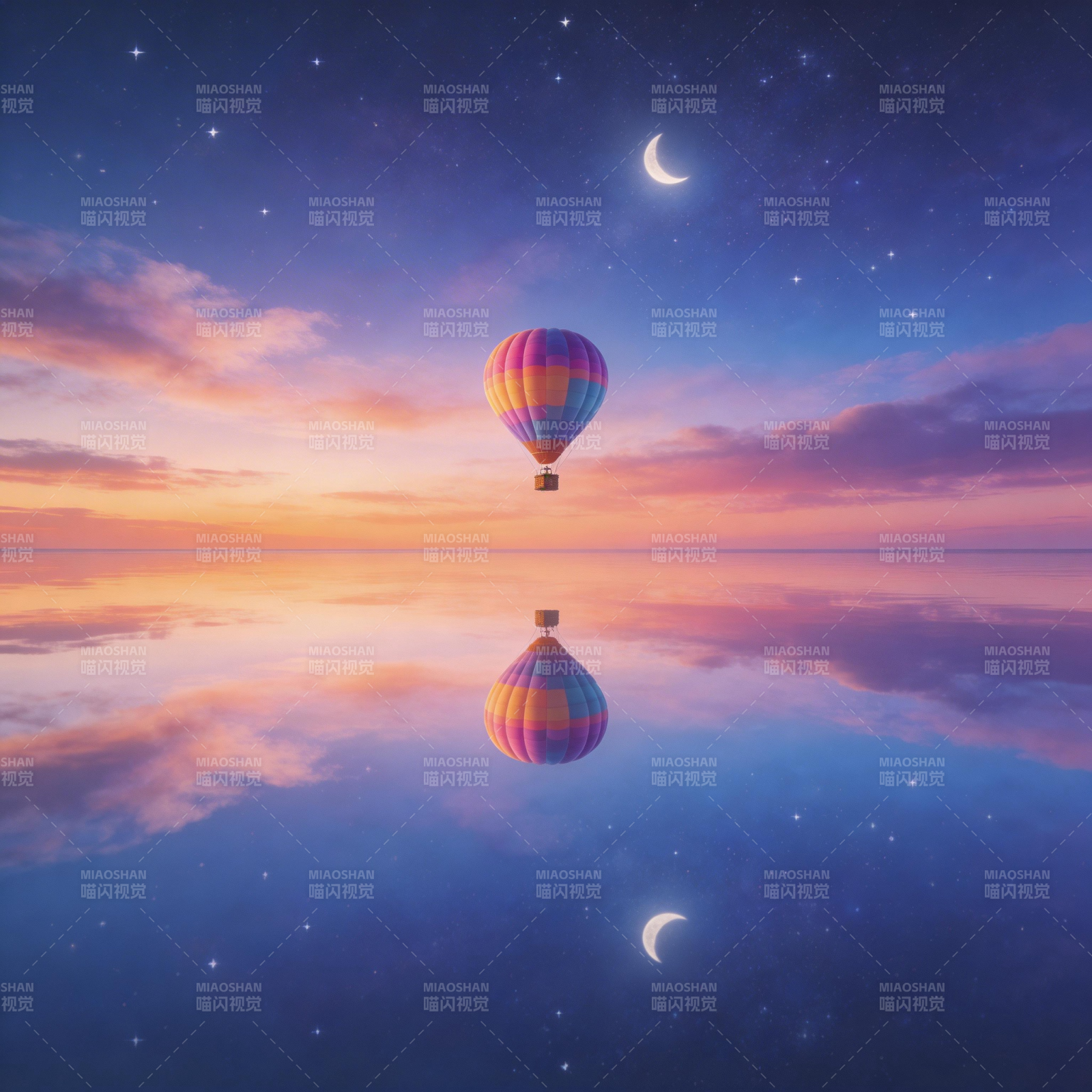 梦幻热气球夜景图片