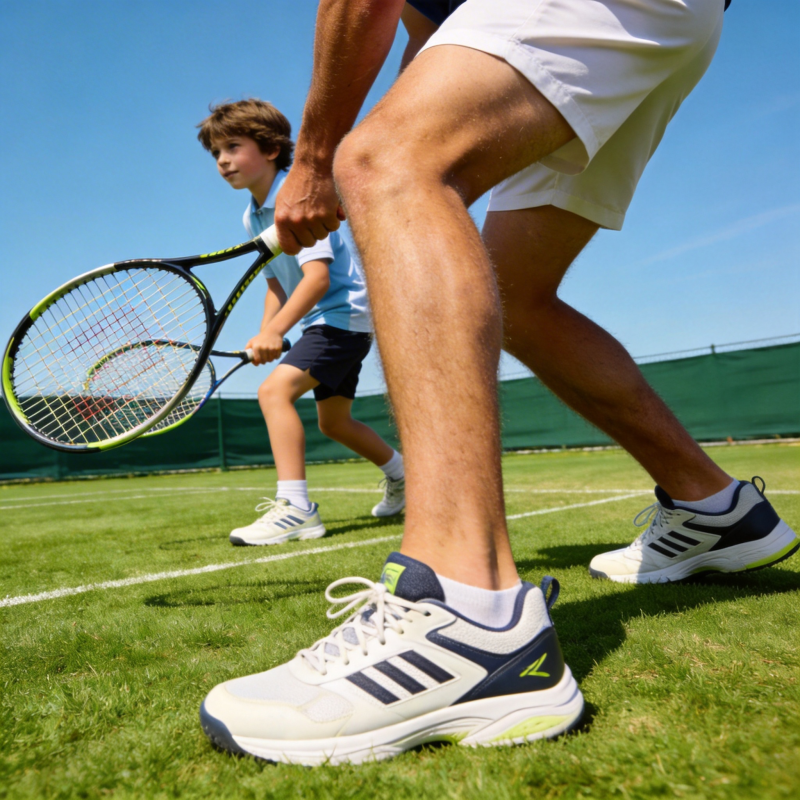 网球父子同场竞技图片