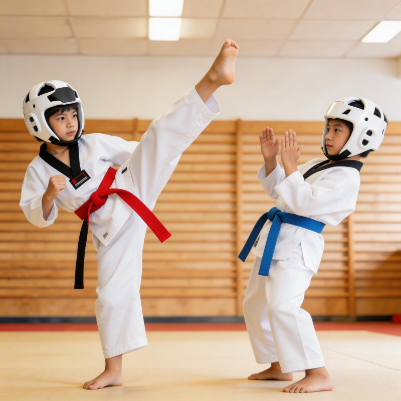 少年跆拳道对决图片