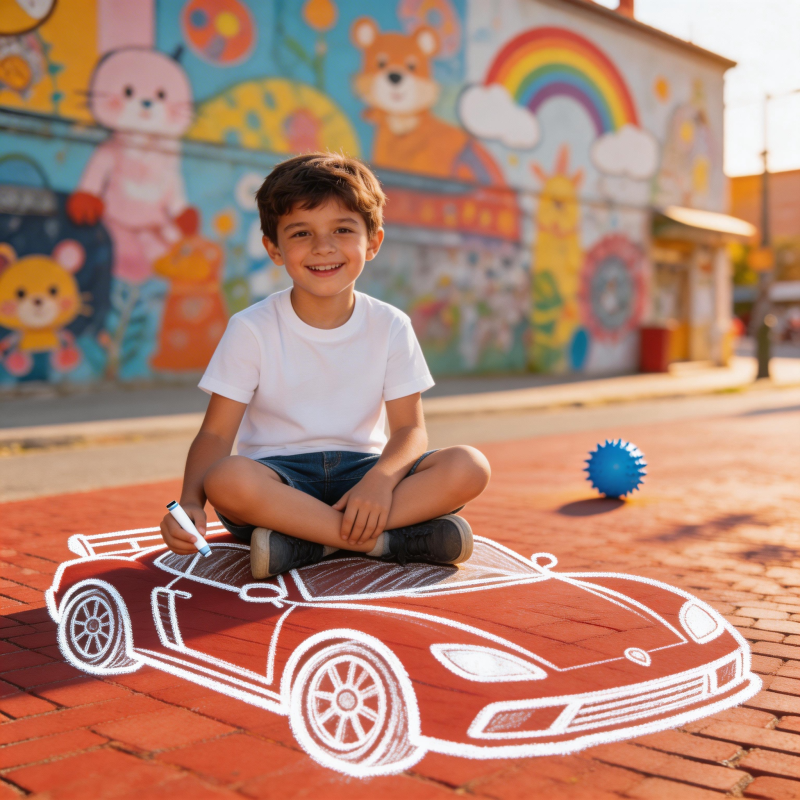 童趣涂鸦赛车梦图片
