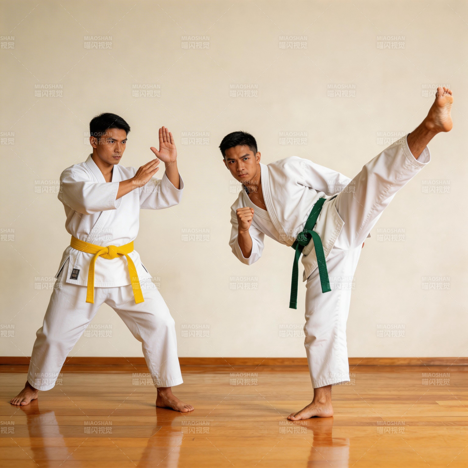 空手道对练瞬间图片