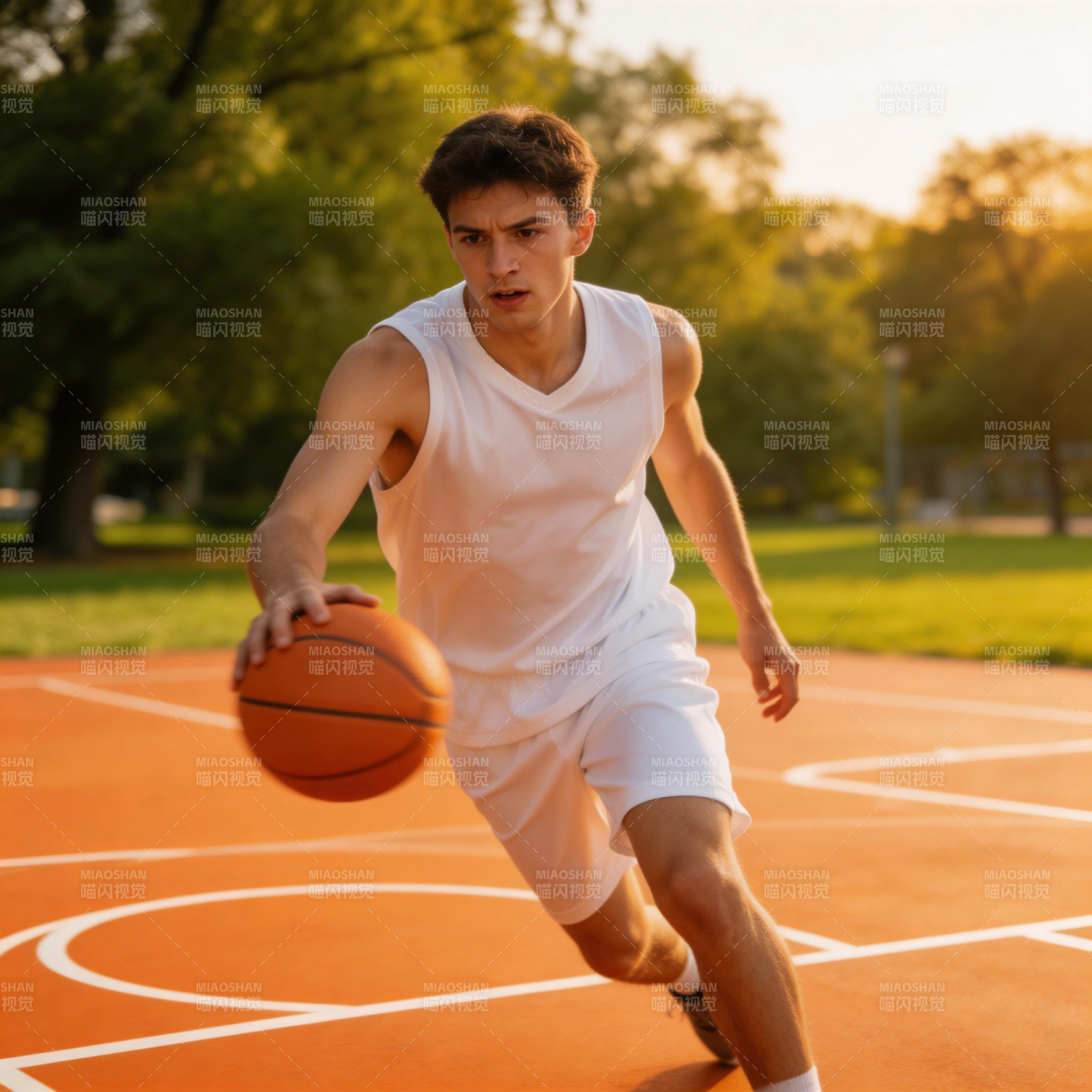 篮球少年奔跑中图片