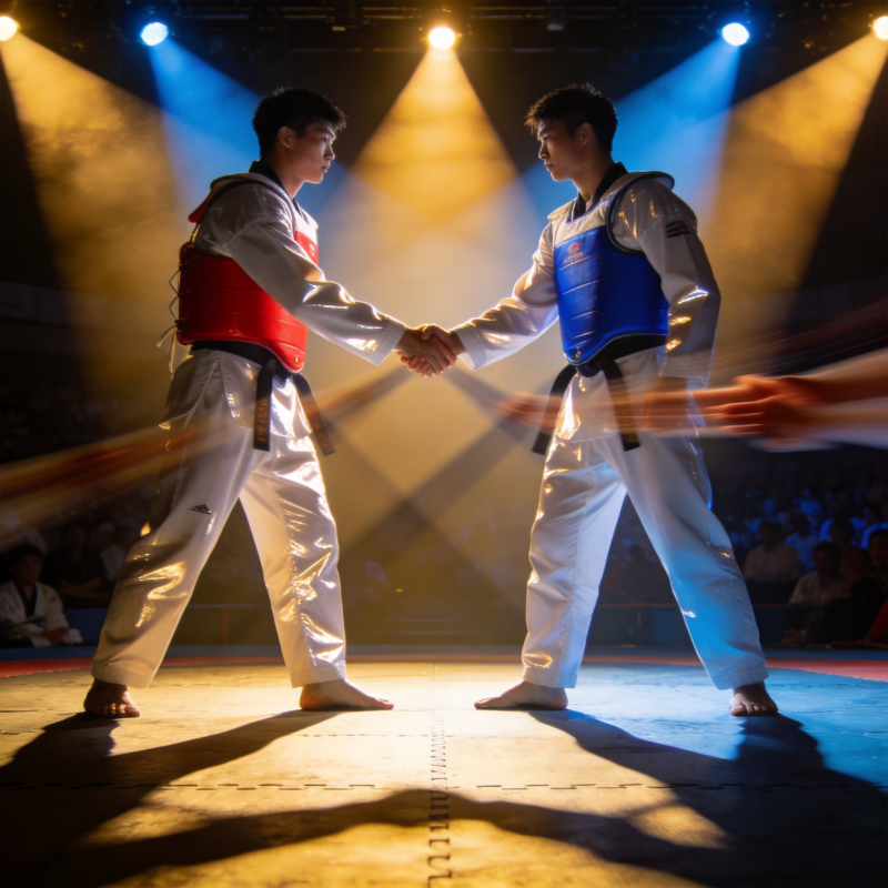 跆拳道对决瞬间图片