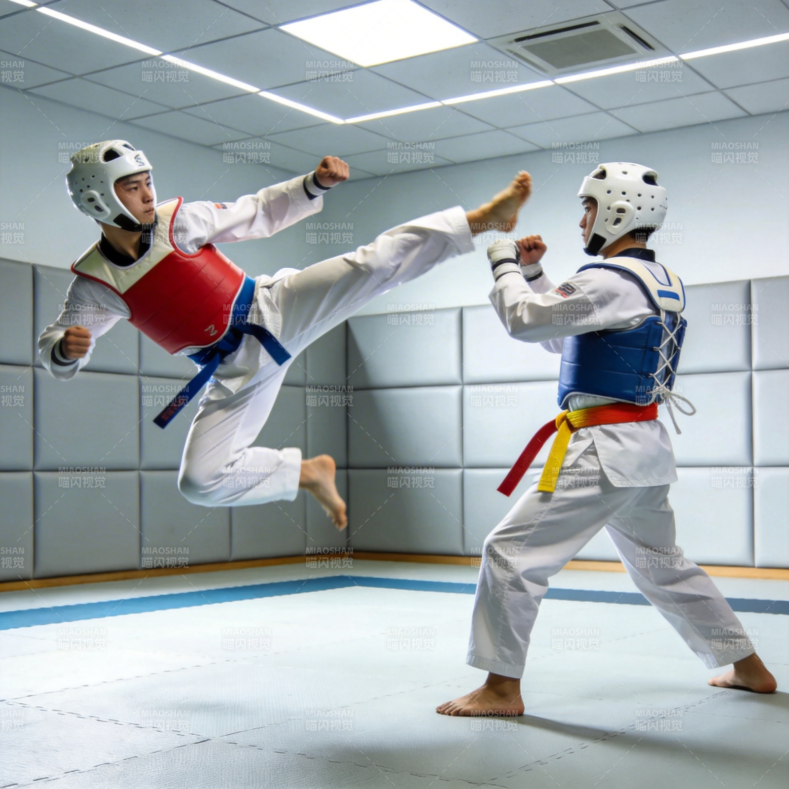 跆拳道对决瞬间图片