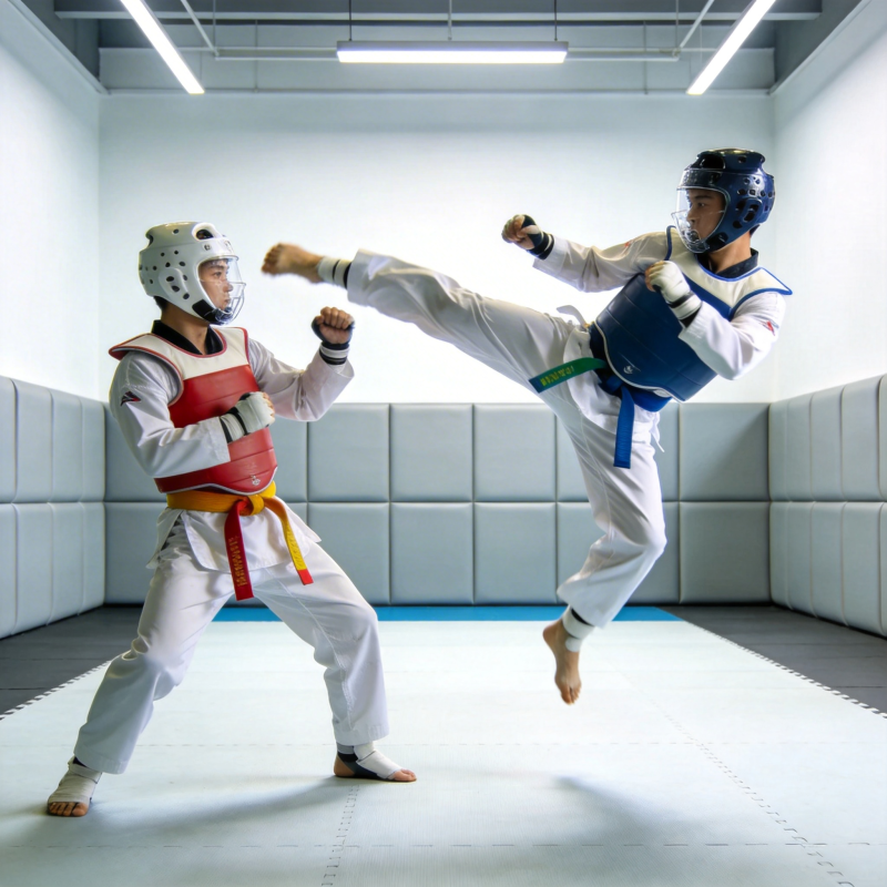 跆拳道对练瞬间图片