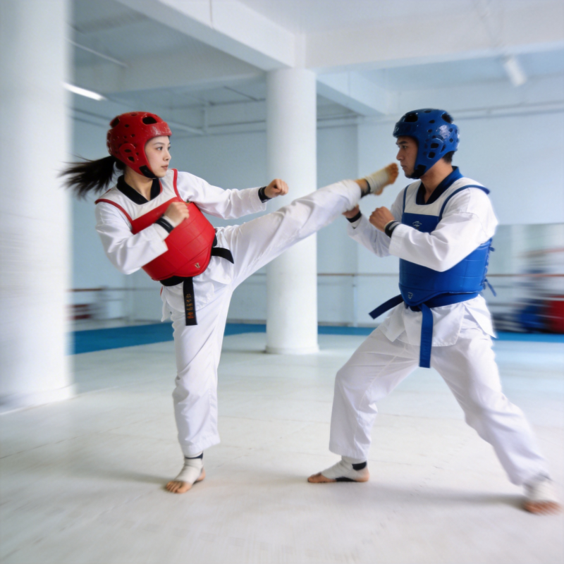 跆拳道对练瞬间图片