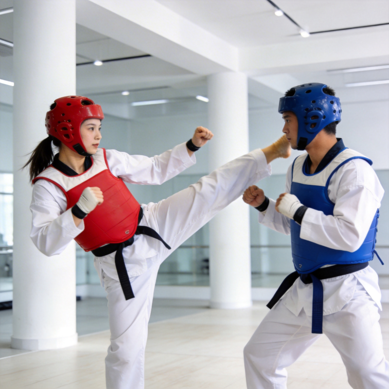 跆拳道对练瞬间图片