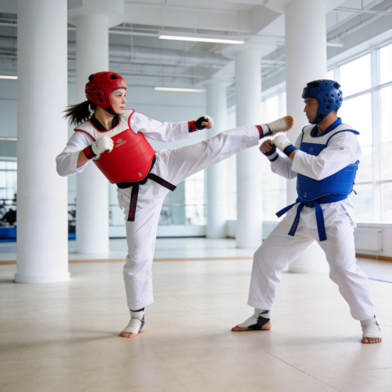 跆拳道对练瞬间图片