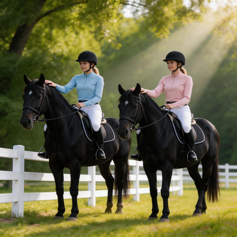 双骑共赏绿意时光图片