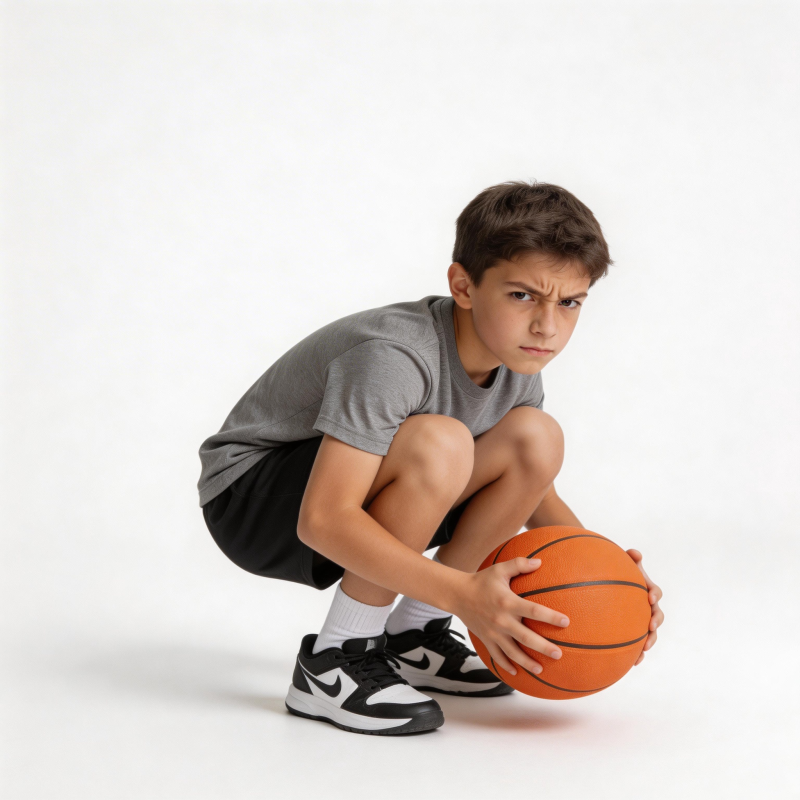 少年持球蹲姿图片