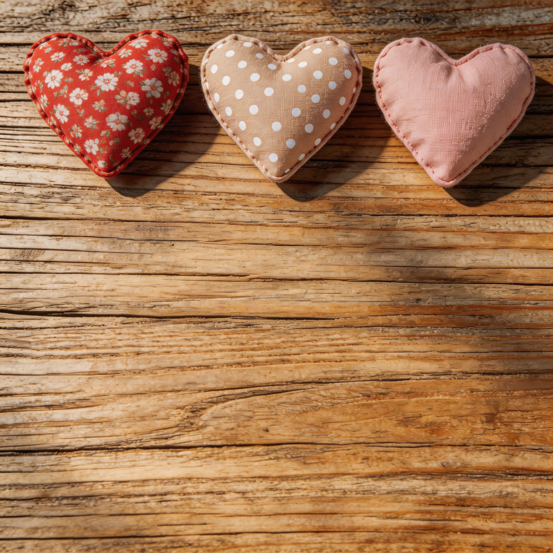 三颗布艺爱心图片