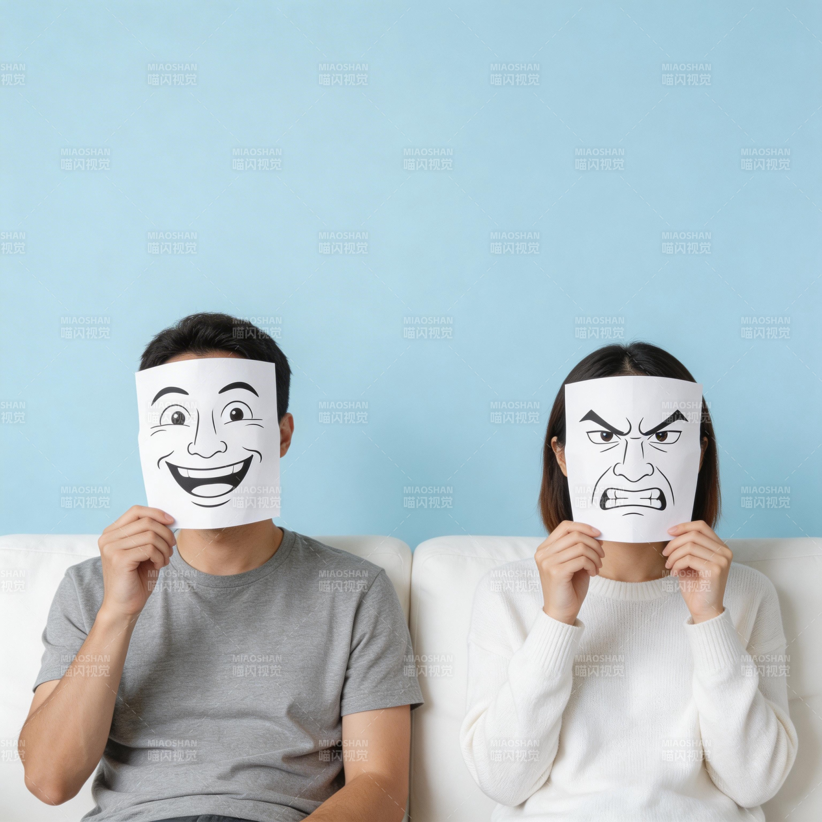 表情面具对比图片