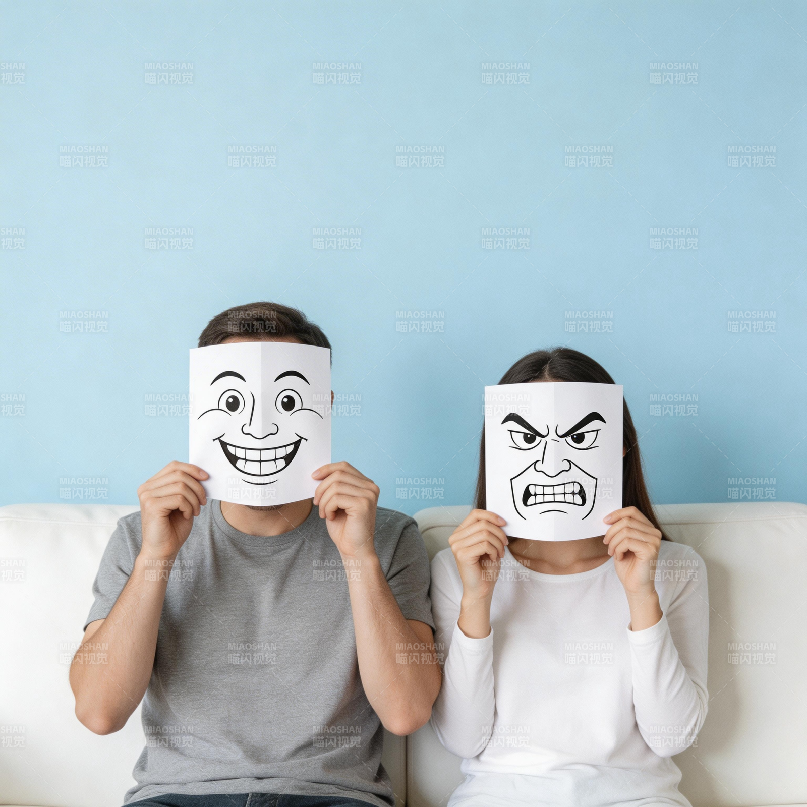 表情面具情侣图片