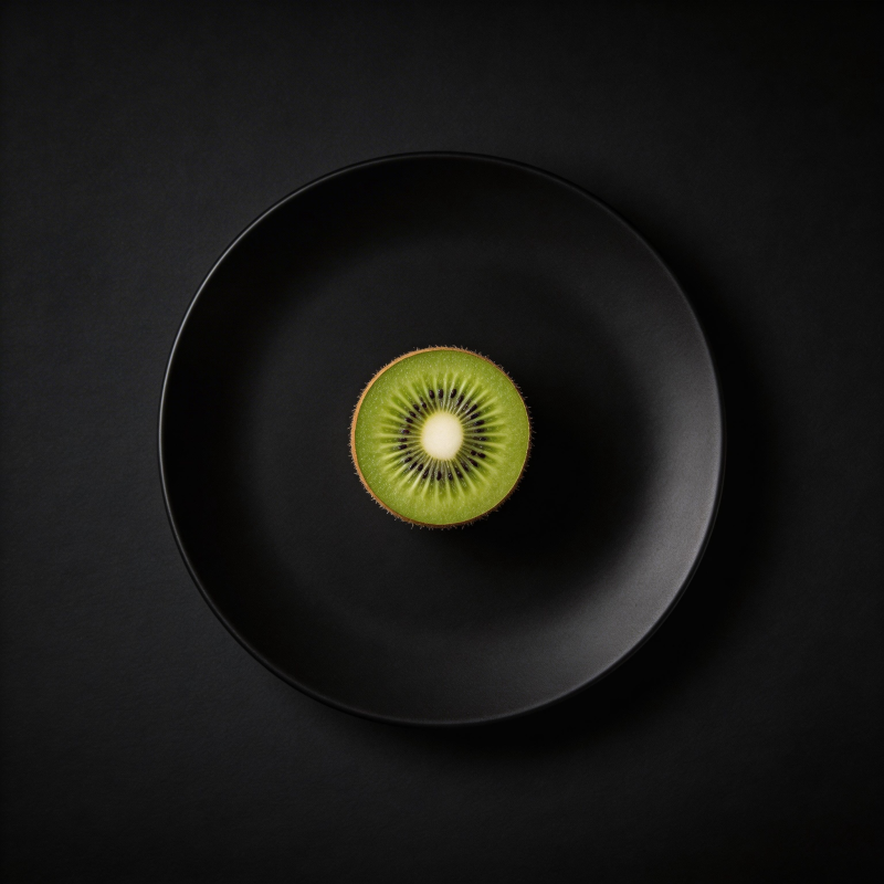 黑盘上的奇异果切片图片