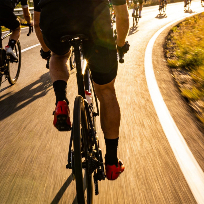 骑行者疾驰在路上图片