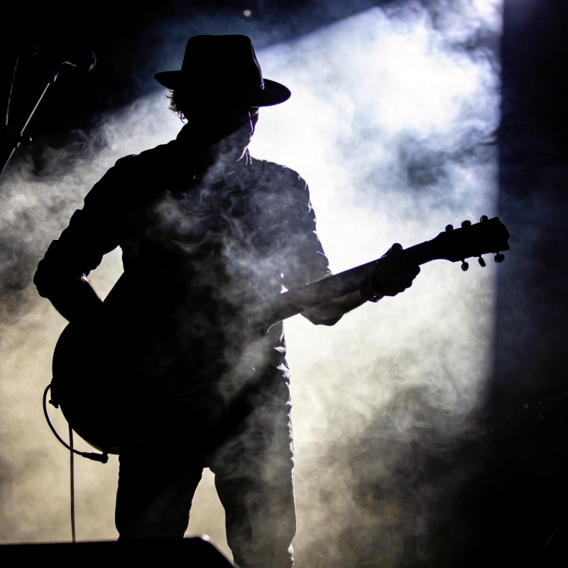 烟雾中的吉他手图片