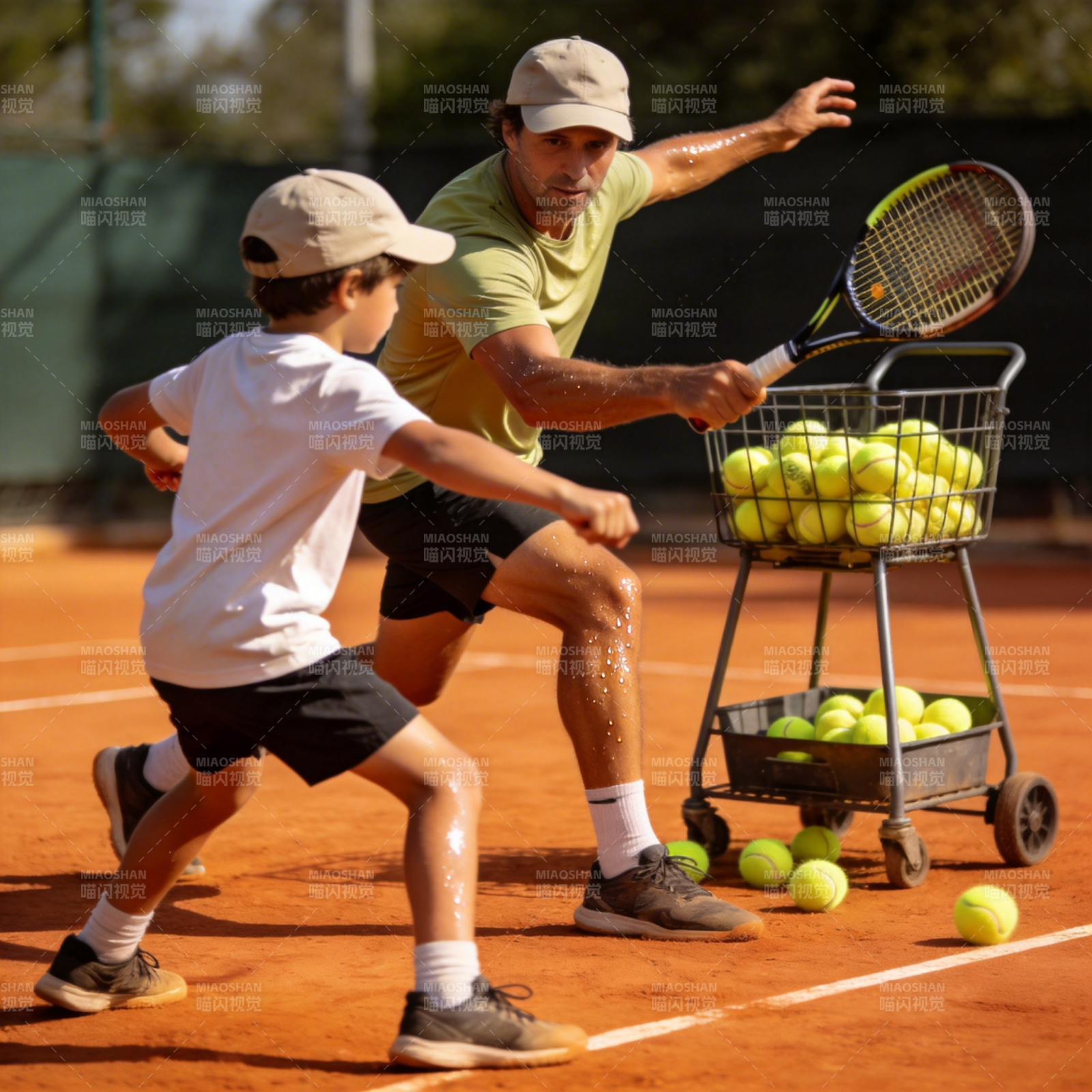 父子网球训练图片