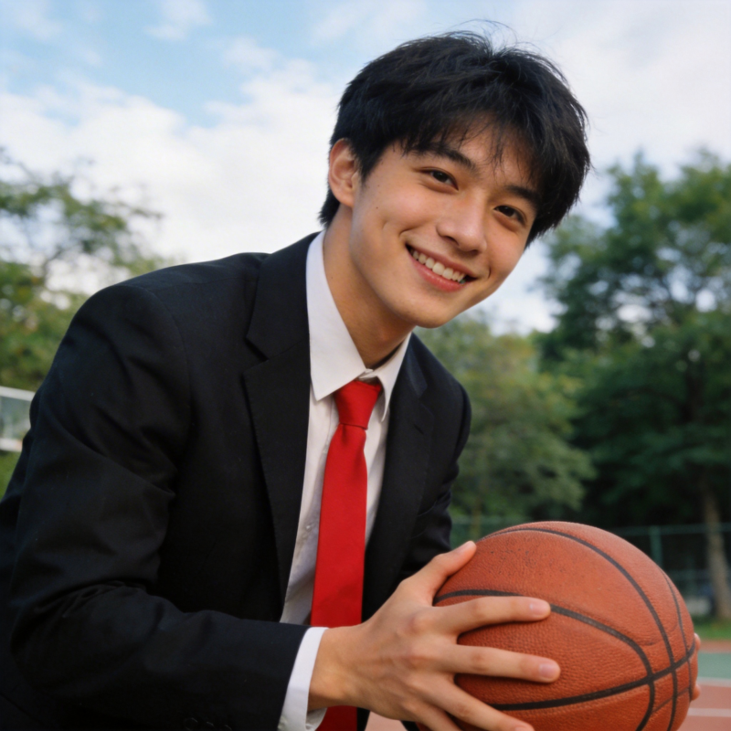 少年持球微笑图片