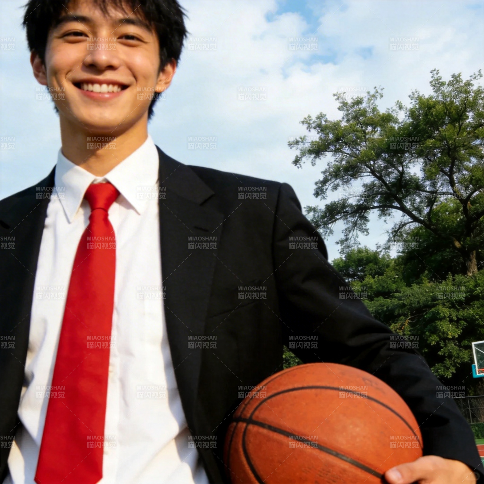 少年持球微笑图片