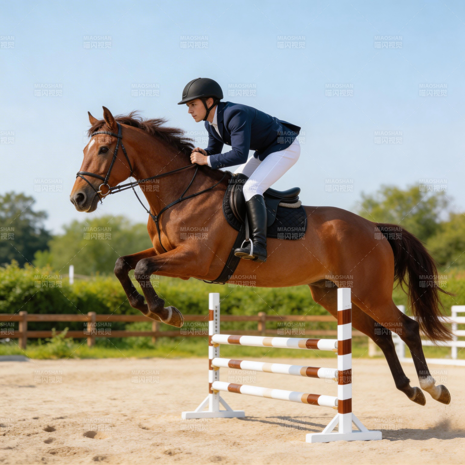 骏马飞跃障碍图片