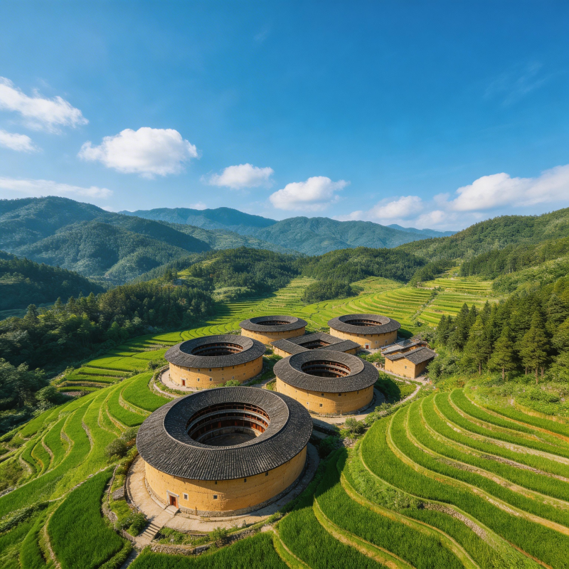 土楼梯田风光图片