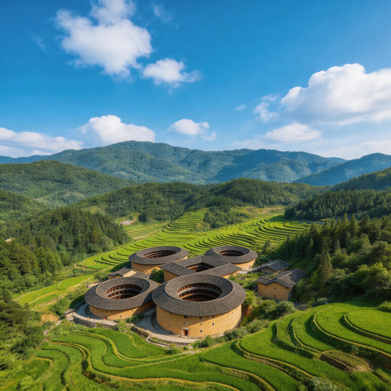 土楼梯田风光图片
