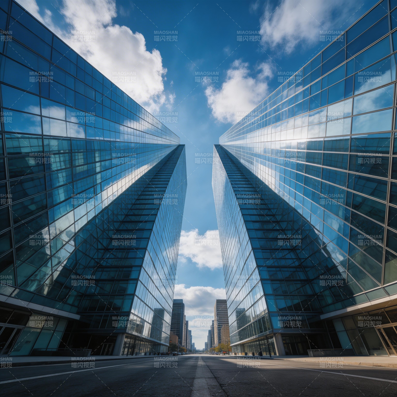 双塔映天 现代都市图片