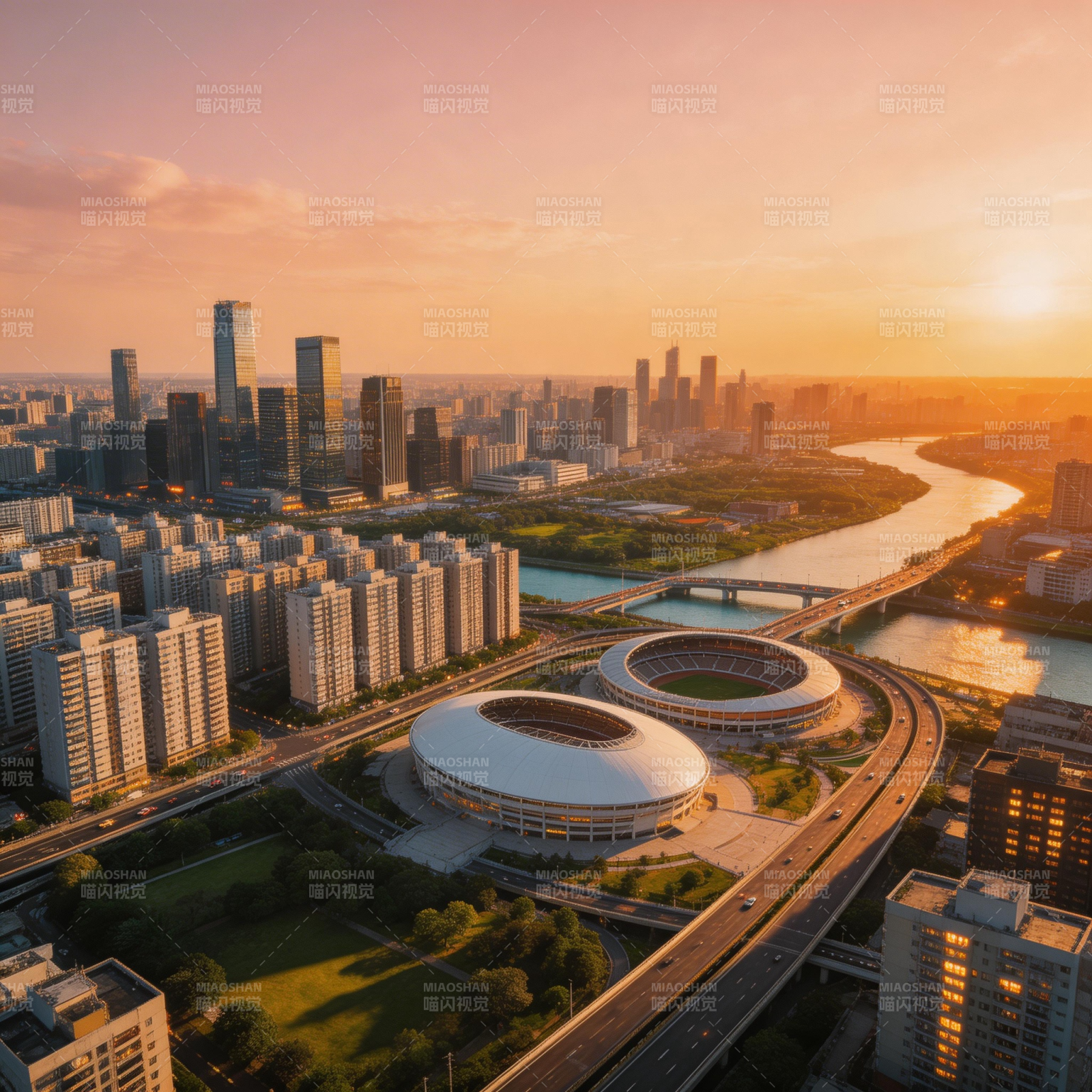 城市日落风光图片