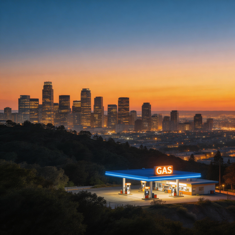 城市夜景加油站图片