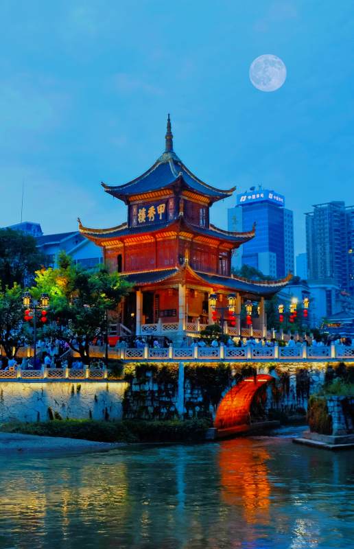 甲秀楼夜景月色图片