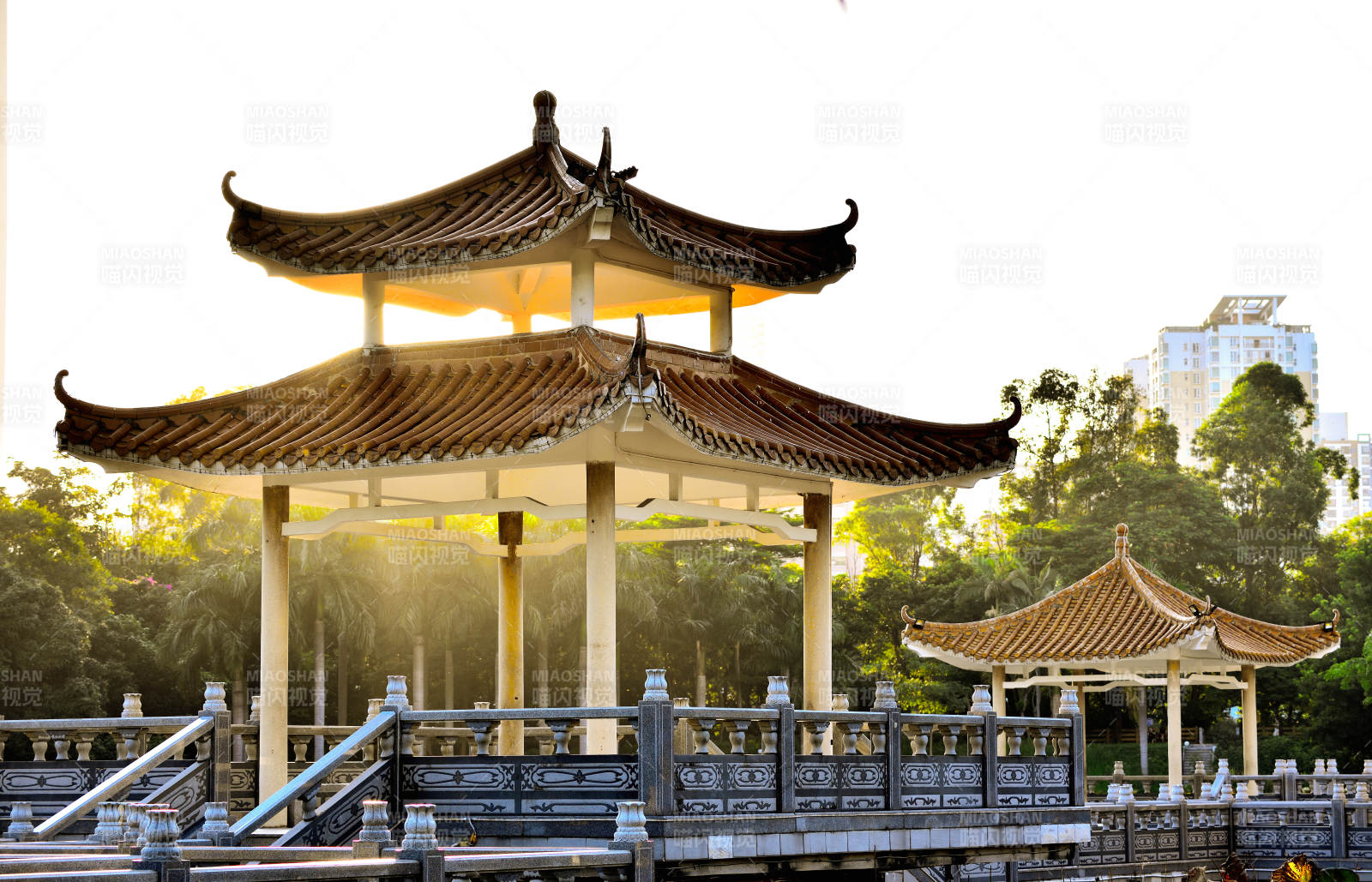 古亭晨光美景图片