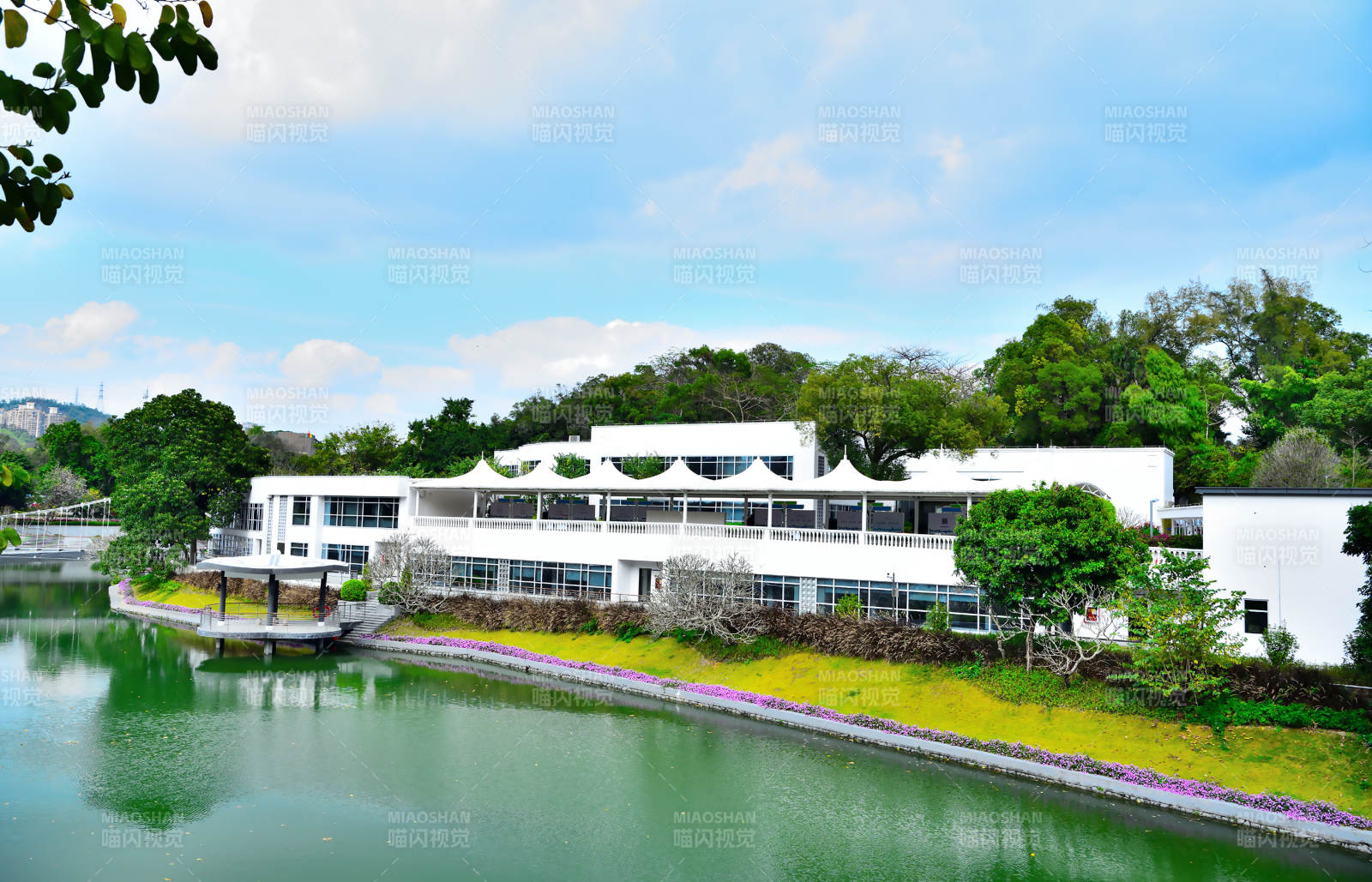 湖畔现代建筑风光图片