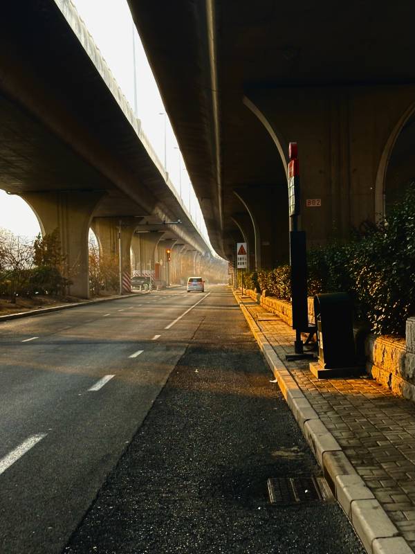 桥下晨光路图片