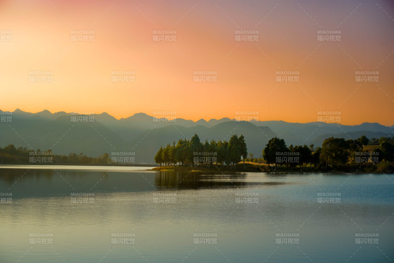 湖光山色夕阳美图片