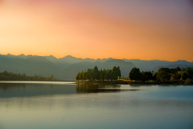 湖光山色夕阳美图片