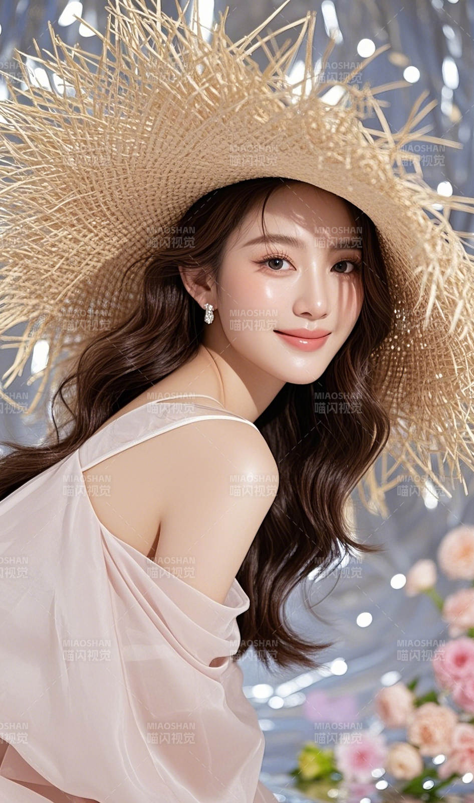 夏日花影美人图片