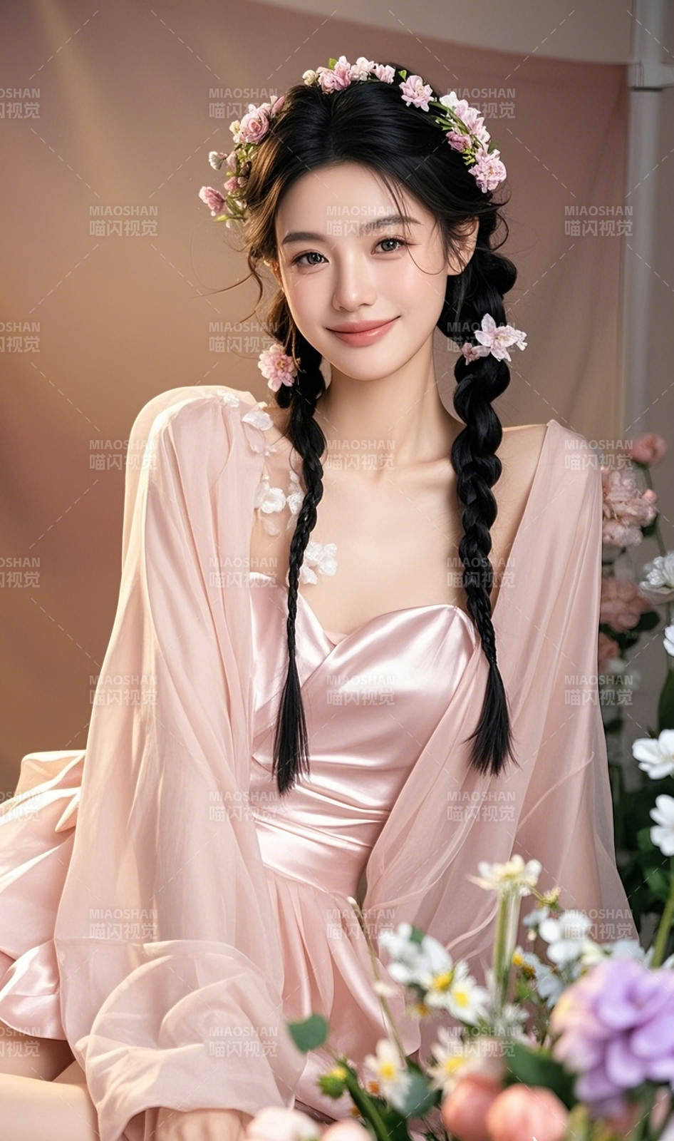 花环少女 柔美绽放图片