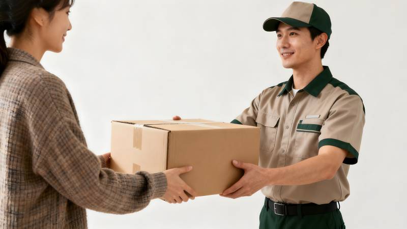 快递员递送包裹图片