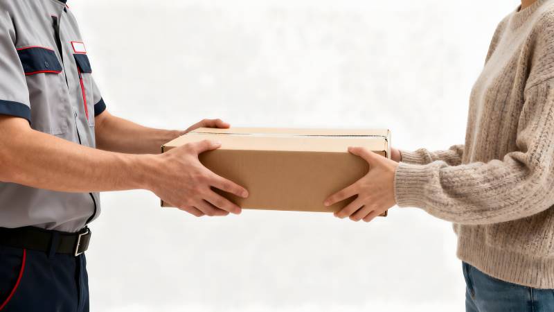 快递员递送包裹图片