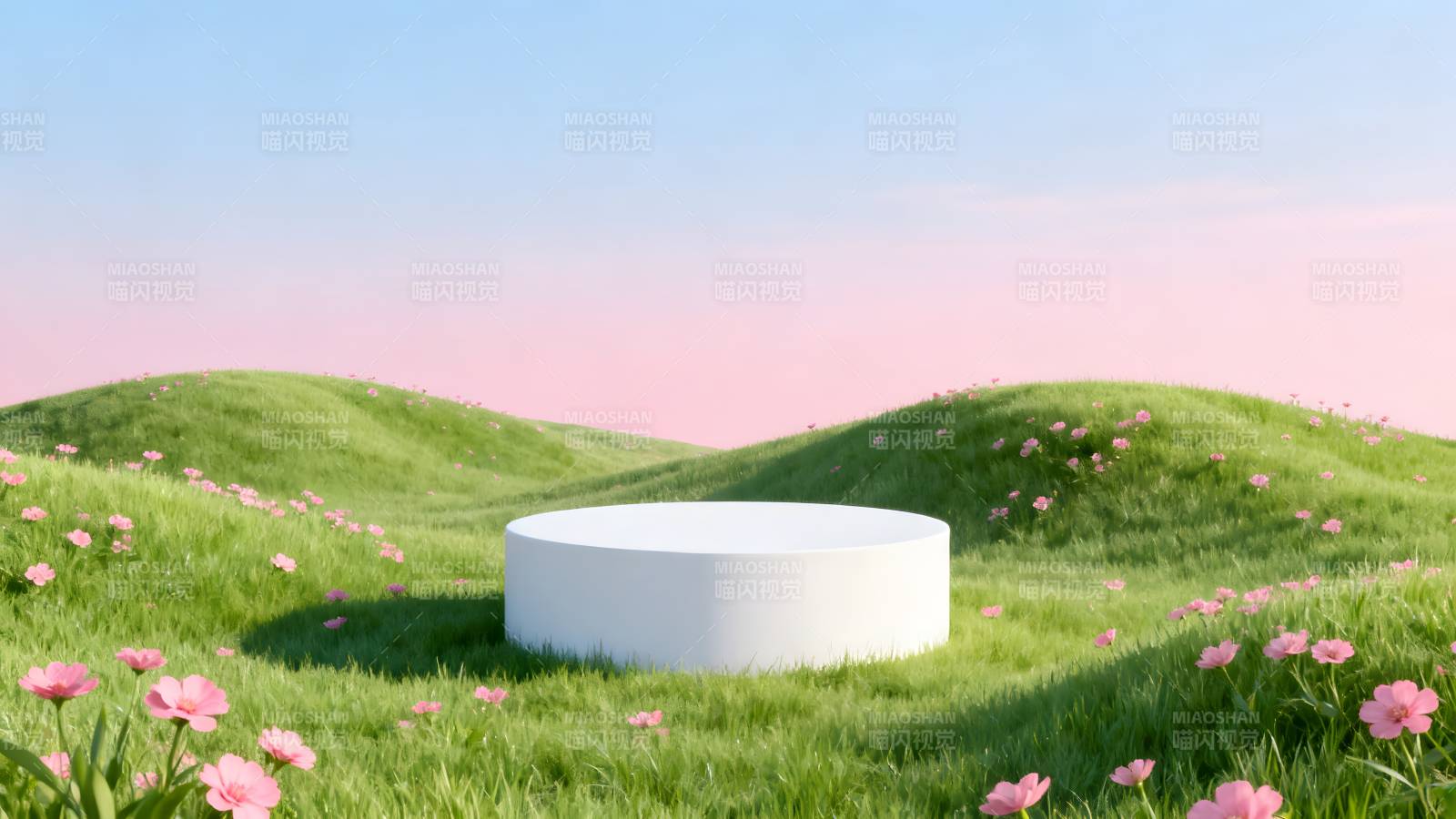 花海中的白色圆台图片