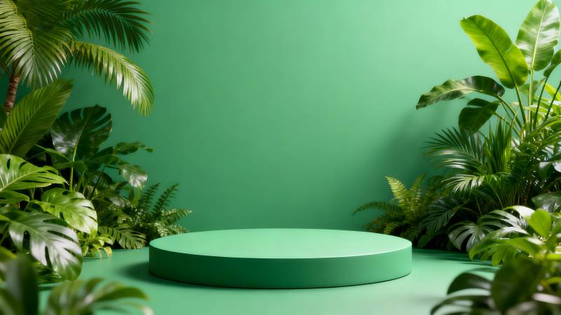 绿意盎然的展示台图片