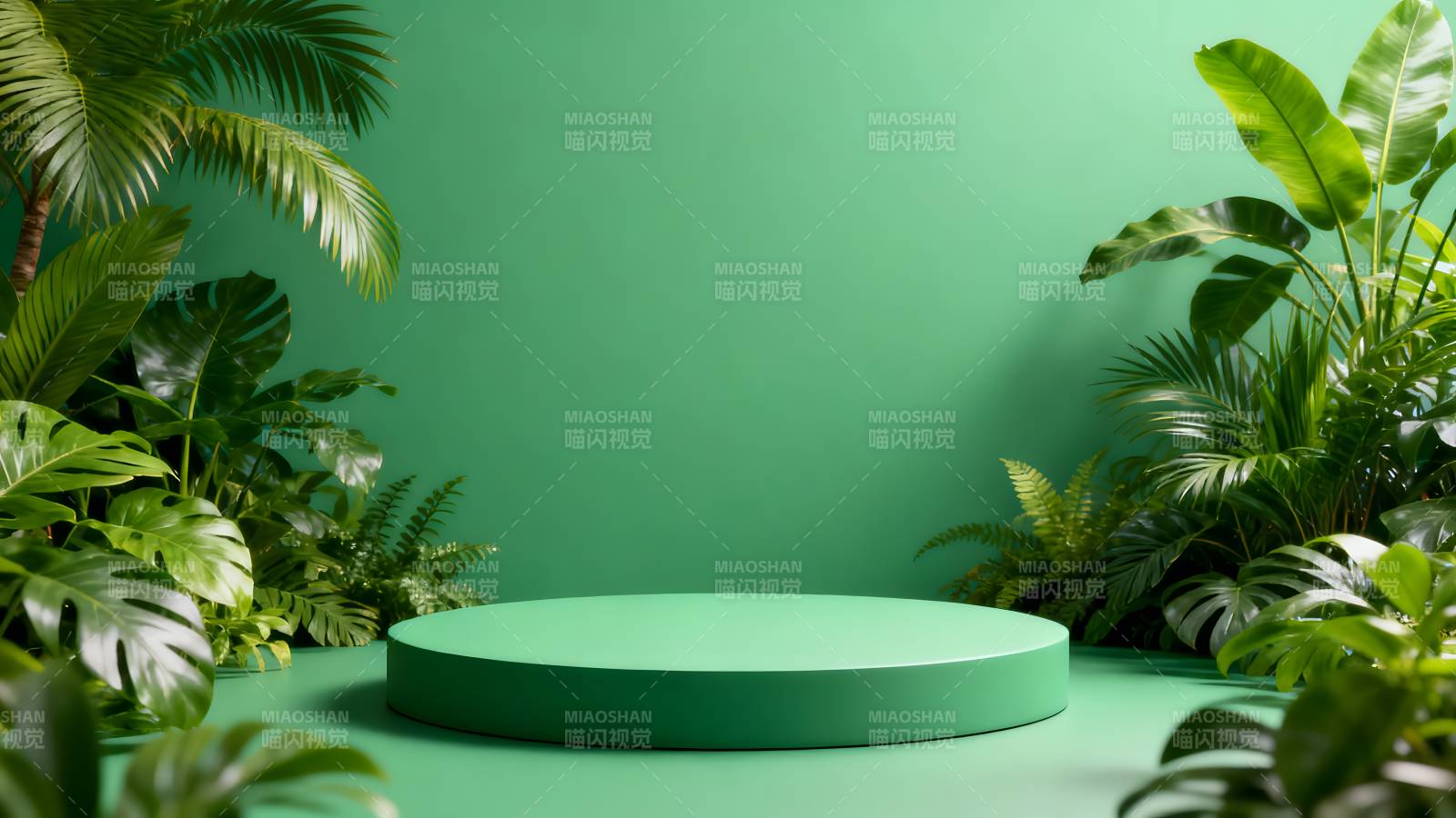绿意盎然的展示台图片