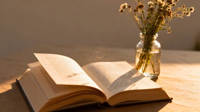 书页与花影图片