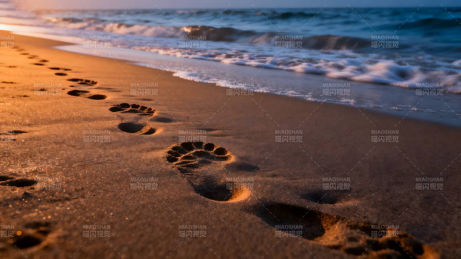 沙滩上的足迹图片