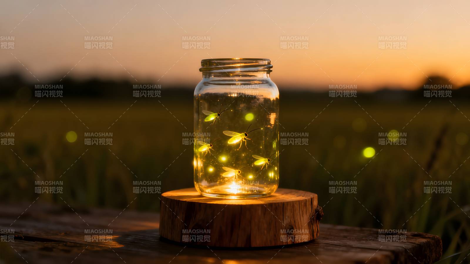 萤火虫在瓶中闪烁图片