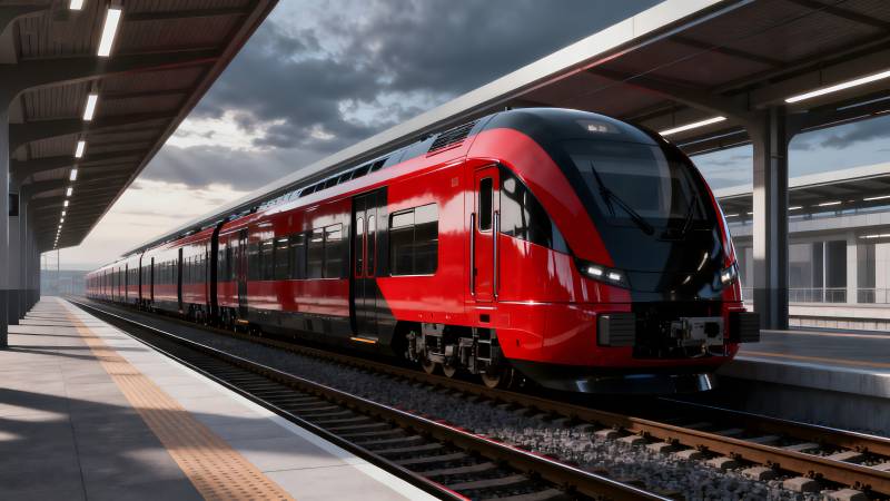 红色高铁进站图片