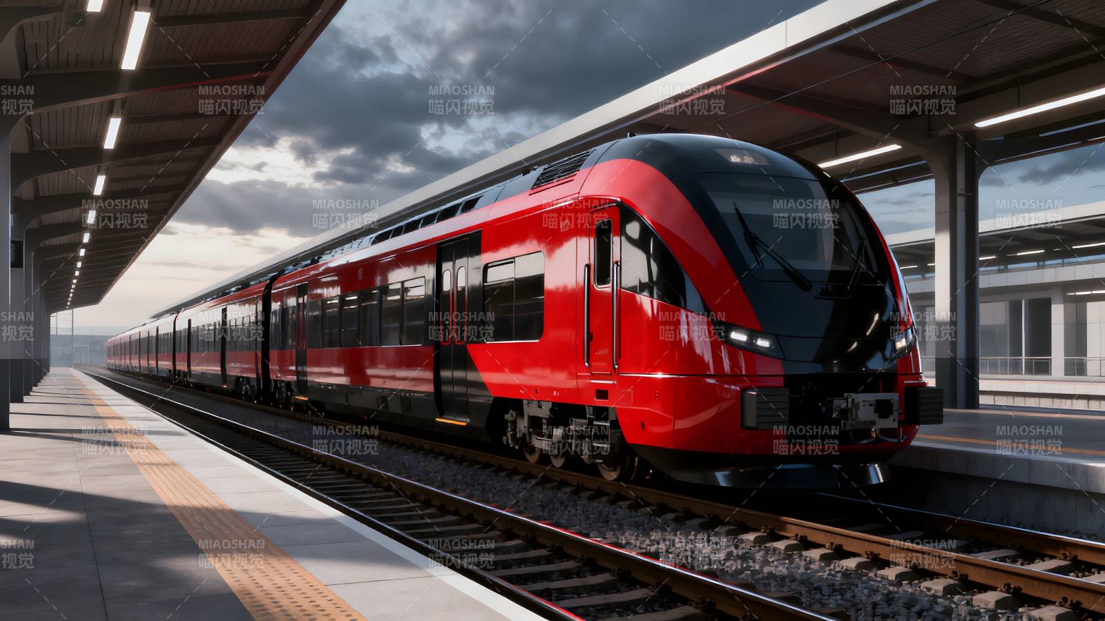 红色高铁进站图片