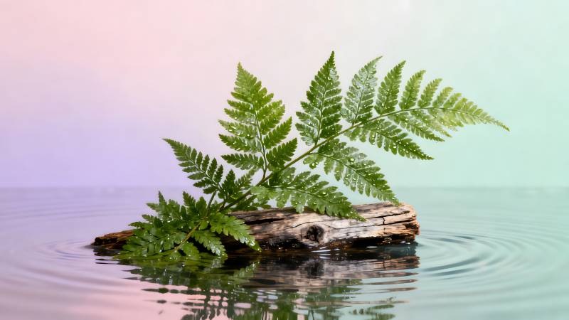 水漾绿叶静谧景图片