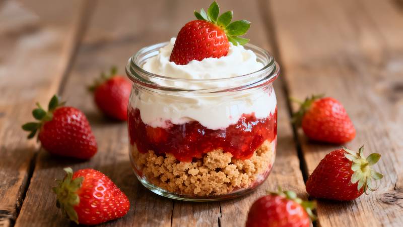 草莓奶油杯蛋糕图片